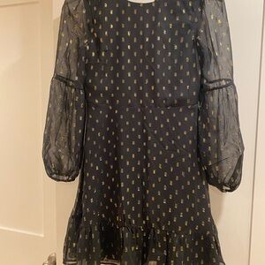 Us Angels Black Dress with Gold Details